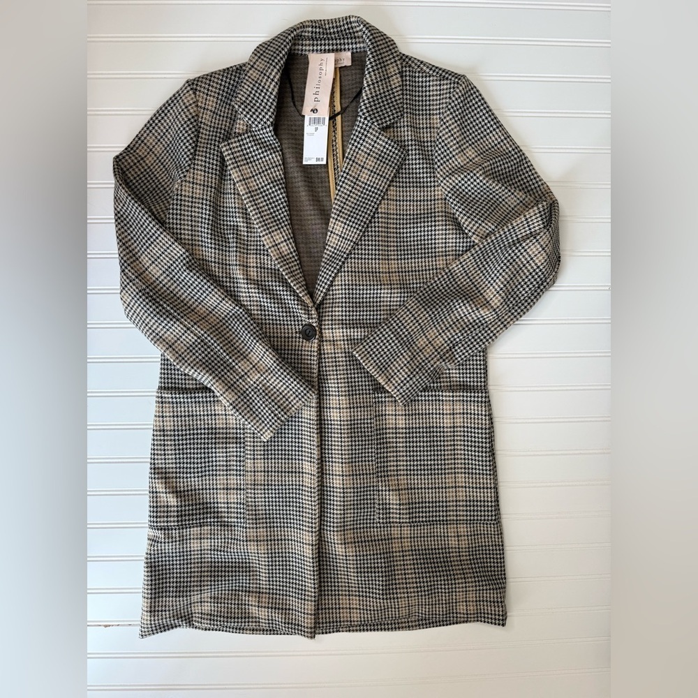 Philosophy Womens Textured Long Suit Jacket Career Small NEW. 778